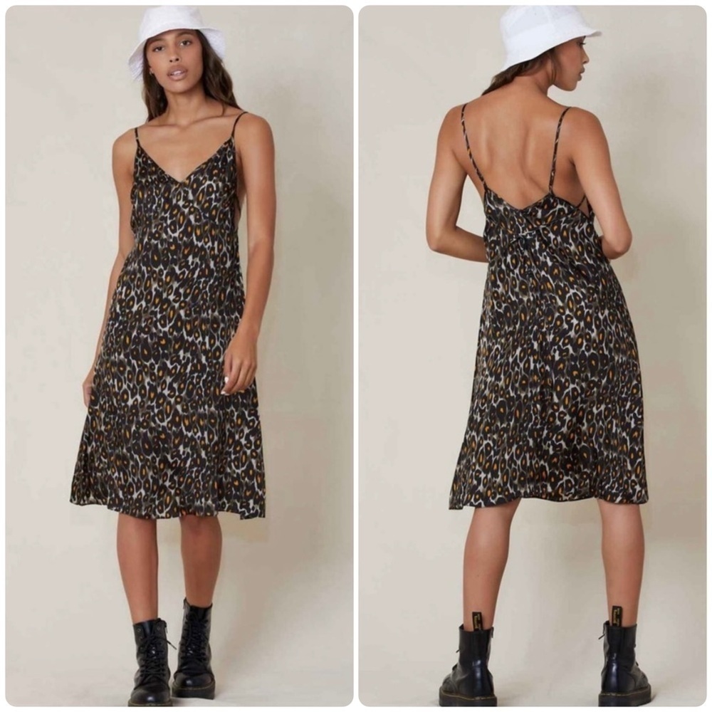 New! R13 90’s Midi Slip Leopard Dress Tie Back 🖤 XS and Medium